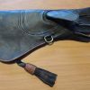 BLACK COWHIDE 15 INCH LONG FULL CUFF GLOVE THREE LAYERS. LEFT HAND