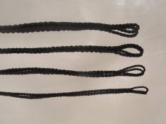 A   FOUR STRAND ROUND BRAIDED BLACK DACRON LOOP LEASHES