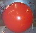A RED POLY TRAINING BALLOONS IN TWO SIZES 5.5 FT OR 7 FT