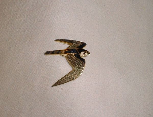 Enameled Raptor Pins, Peregrine Falcon.