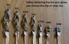 Add a safety line to your glove and choose a clip,  French snap or snap shackle