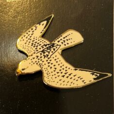 Enameled Raptor Pins, Gyr Falcon.