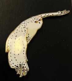 Enameled Raptor Pins, Snowy Owl.