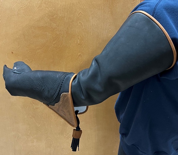 COWHIDE ARM COVER SHEATHS 14 or 19 inches long - (for use on left arm)