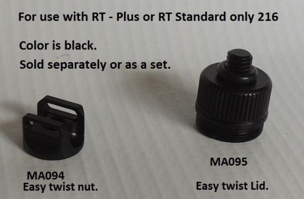 A EASY TWIST LID AND NUT SETUP FOR FAST REMOVABLE OF LEG MOUNT TRANSMITTER.