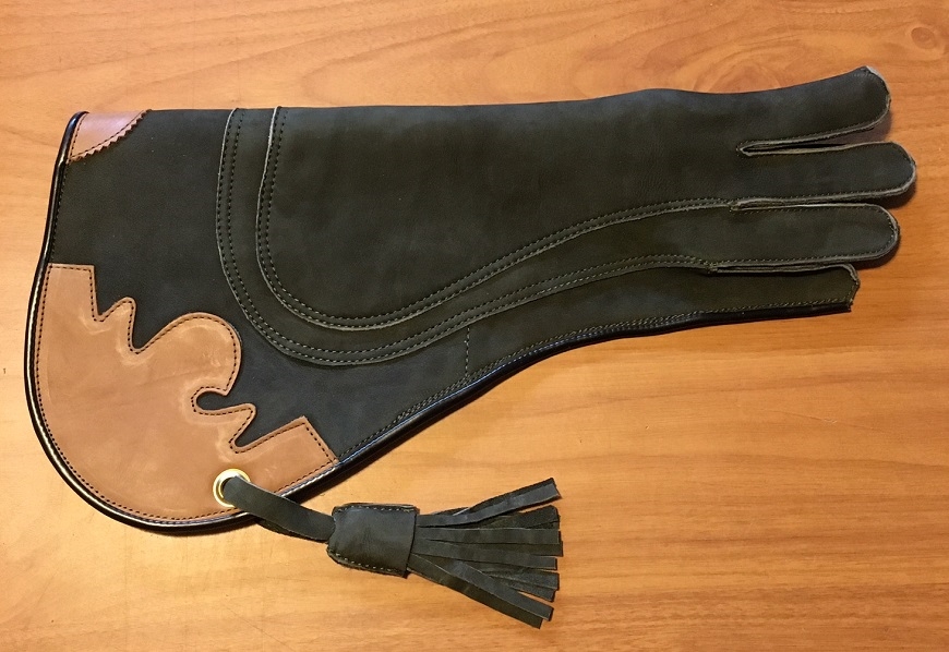 Heavy Duty Eagle Dull Black Falconry Glove 17"Long,4 Layer Nubuck Leather, 