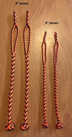 A - NEW EIGHT STRAND ROUND BRAIDED JESSES IN THREE SIZES, COLOR IS BLACK AND ORANGE