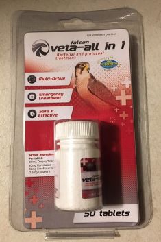 Falcon Veta - All in one tablets for the treatment of Chlamydophila, Coccidiosis, Trichomoniasis, Mycoplasma, salmonella, e. coli, and Pasteurella.