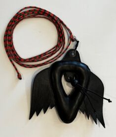 Black Starling lure made from thick cowhide.
