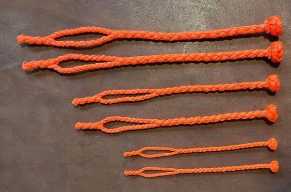 Braided Dacron jesses Orange 4, 6 or 8 inch long