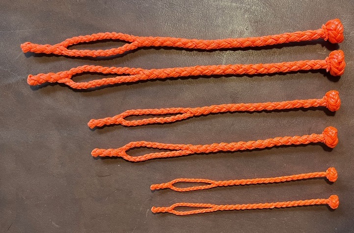 Braided Dacron jesses Orange 4, 6 or 8 inch long - Mike's Falconry Supplies