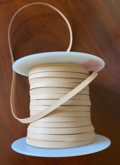 Kangaroo lacing natural finish, will stain well for hood making use. 5mm or (3/16 inch) wide 50 meters or 164 feet long roll.